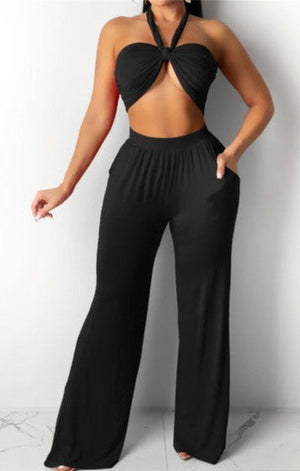 Spring Summer 6 colors fashion tube top with wide-leg pants sexy two-piece set