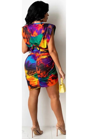 Print Two Piece Top & Skirt Set (4 Colors)