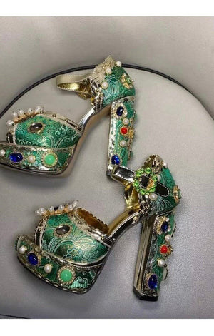 Gemstone luxury pearl high heels