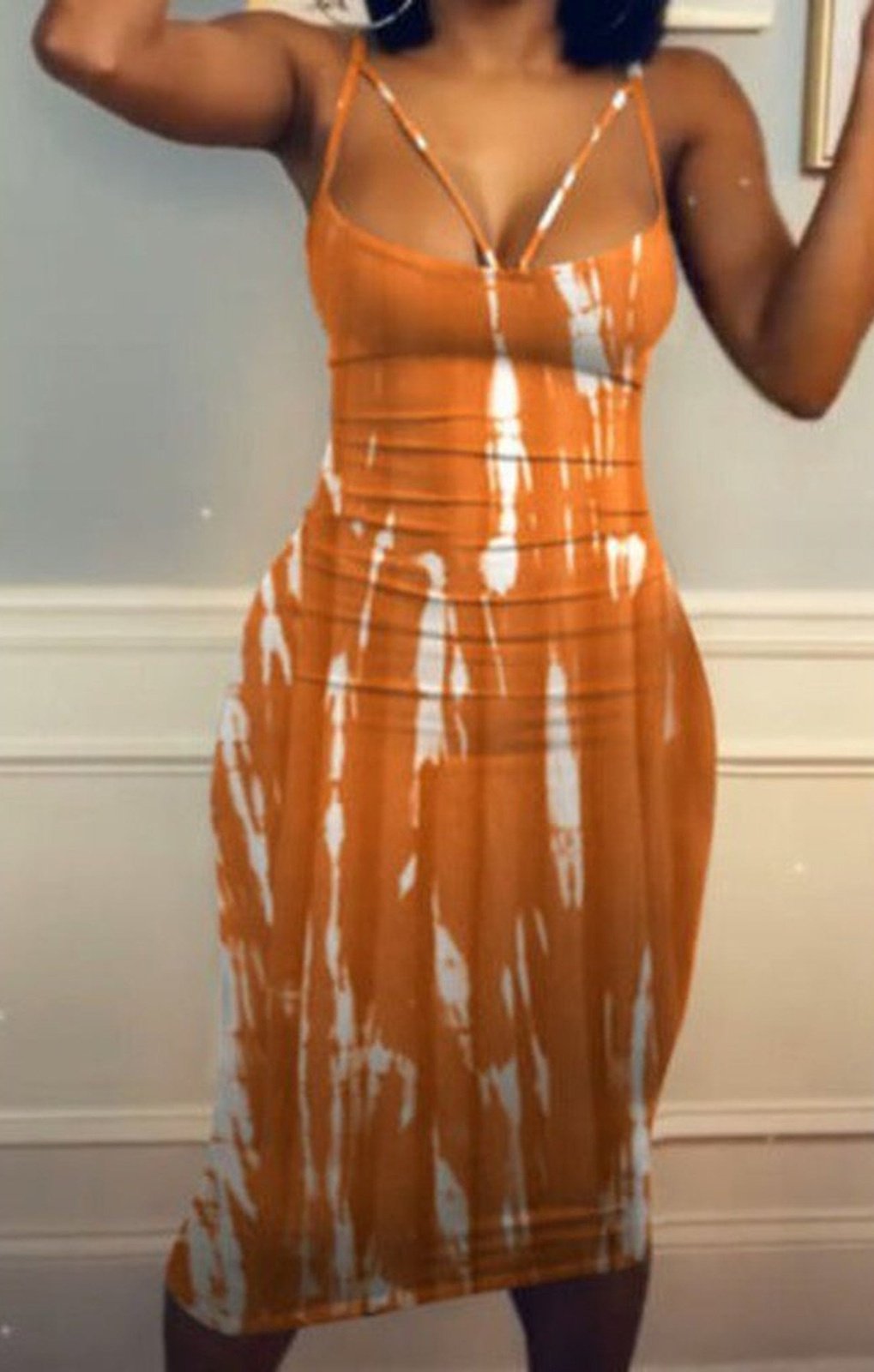Tie-dye stretch sling backless sexy minimalist midi dress (5 COLORS)