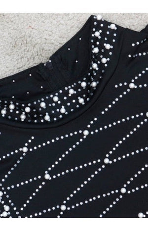 Rhinestone bead stretch zip-up back elegant exquisite bodycon mini dress (2 COLORS)