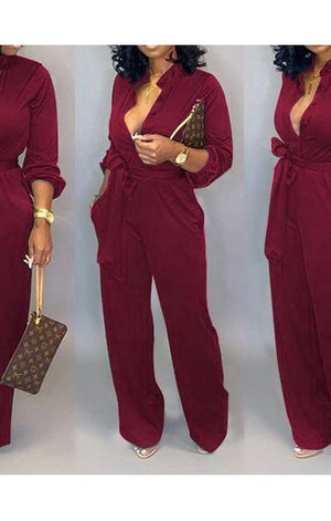 Belted jumpsuit (Many Colors) & Plus Sizes