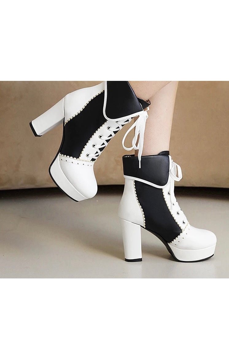 Women Ankle Boots High Heels Ruffles (4 Colors) (Many Sizes)