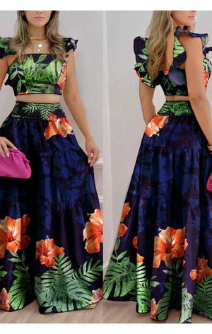 Crop Top & Maxi Skirt Set (Many Colors)