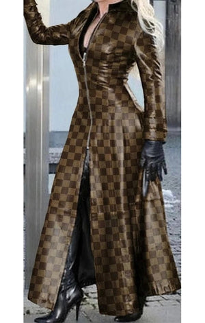 Pu Leather X-Long Women's Faux Coat 3 Colors) (Plus Sizes Available)