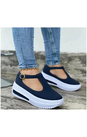 Women's Canvas Tee-Strap Wedges  Sneakers (4 Colors)