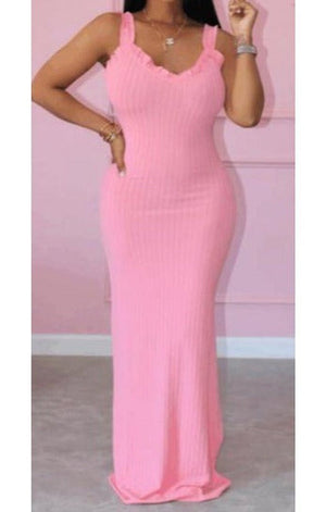 Sleeveless knitted stretch split maxi dress (MANY COLORS)