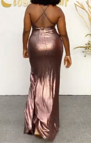 Small to 5XL Sexy high split open back maxi dress
