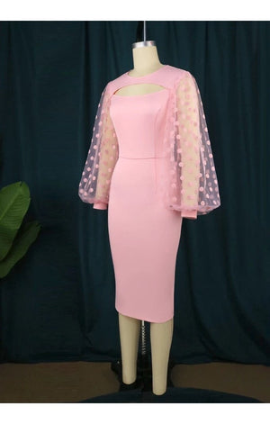 Polka Dot Print Long Sleeve Dress (2 Colors) (Many Sizes) Plus Sizes Available