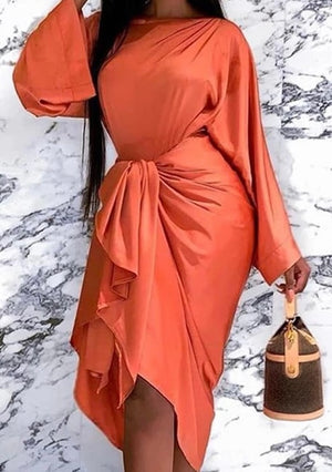 Orange midi dress batwings