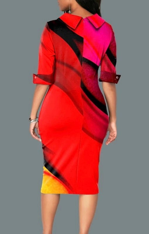 Printed Half Sleeve Bodycon Dress (2 Colors)