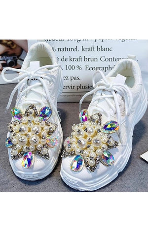 White Stones Bling Women’s Sneakers Shoes