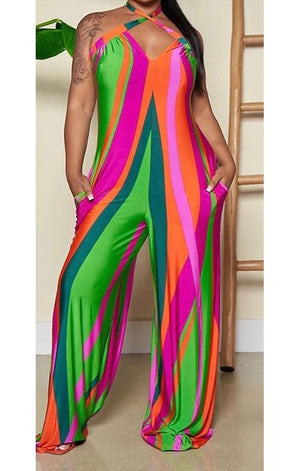 Multicolored Sleeveless Jumpsuit