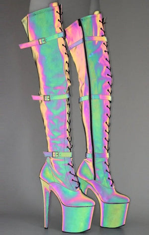 Colorful 8 inch Over The Knee Sexy Platform Heels