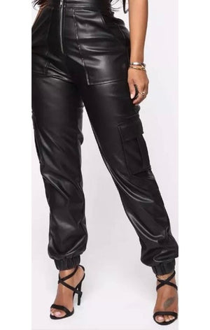 (Many Colors) Faux Leather Jogger Pants