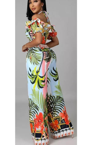 Floral Tropical Print Top & Pants Set