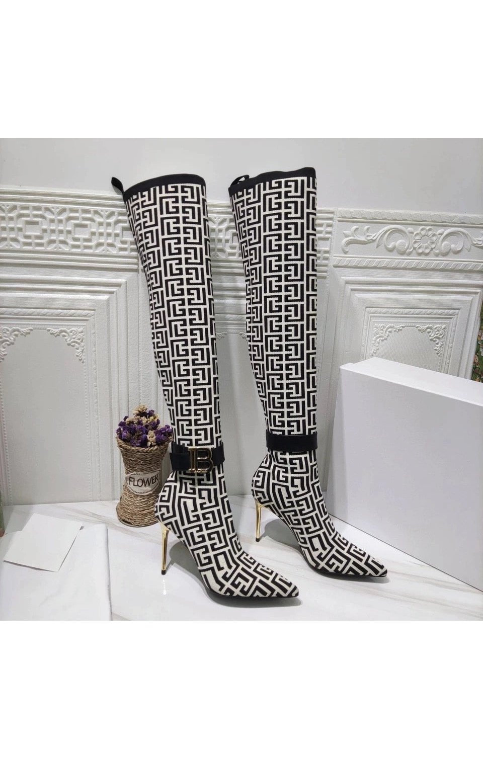 Knee High Boots Buckle Elastic Pointed Toe  ( Many COLORS)