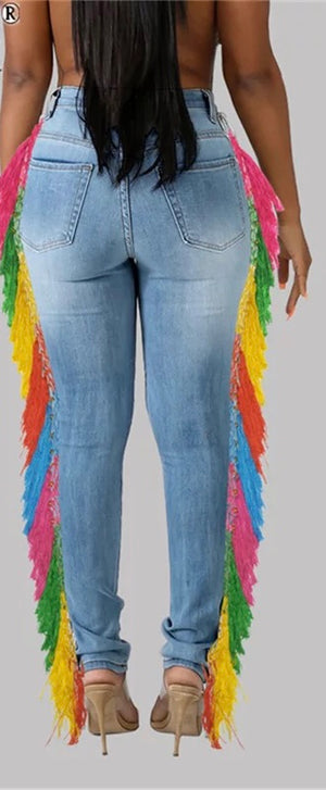Multicolored Side Tassel jeans bottoms (3 Colors)