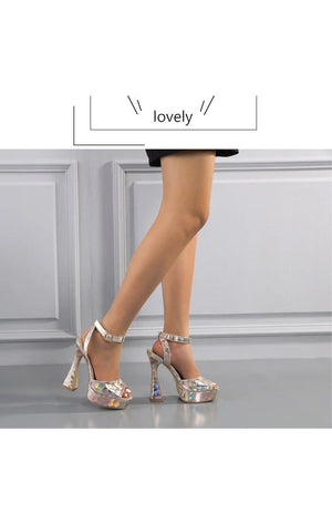 Peep Toe Platform Ankle Strap Sandals Heels (2 Colors)