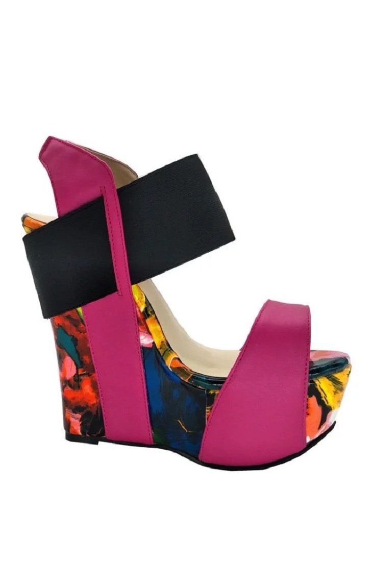 Multicolored Open Toe Platform Wedges Shoes Sandals (2 Colors)