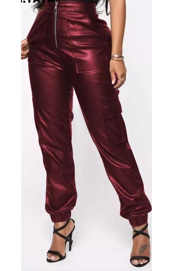 (Many Colors) Faux Leather Jogger Pants