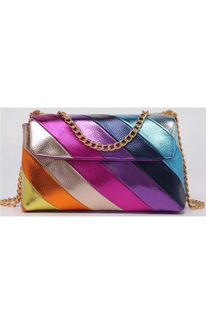 Color Block Metallic  Beautiful Handbag  shoulder bag (4 Colors)