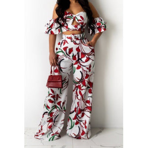 Floral print stretch off shoulder pleated stylish flare jumpsuit