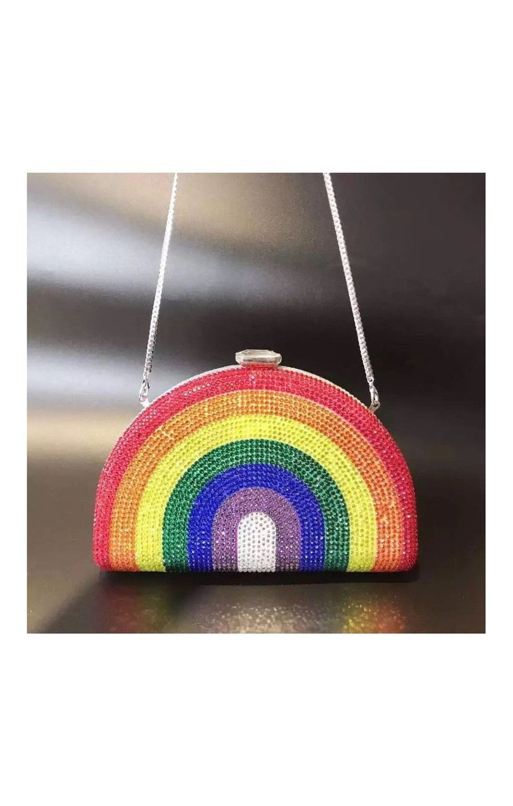 Rainbow pride rhinestone bag purse chain