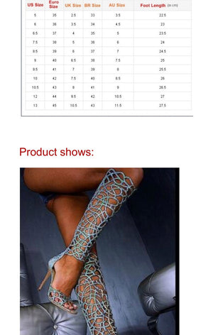 Light Blue Sexy  Knee High Sandals Boots  Ladies shoes