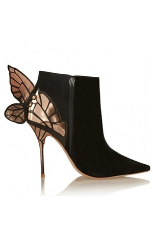Suede Black Ankle Strap Butterfly Booties Heels (2 COLORS)