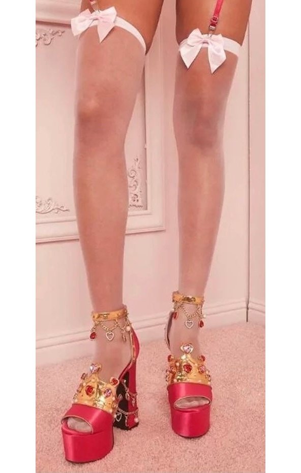 Crowned Chain Sandal Open Toe Platform Stiletto High Heel (2 Colors)