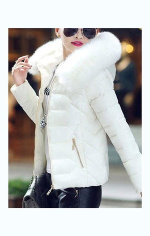 Women's Short Winter Jacket - Faux Fur Hood (Many Colors)