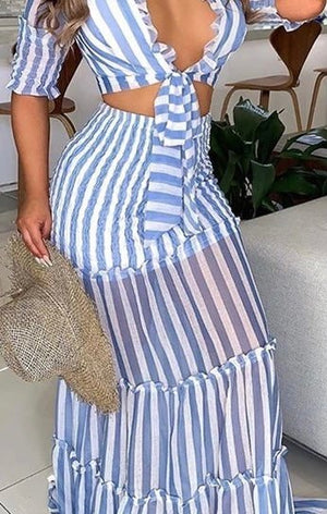 Stripe long maxi skirt  Set (Many Colors)