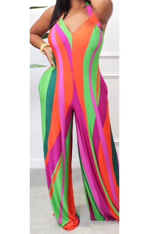 Multicolored Sleeveless Jumpsuit