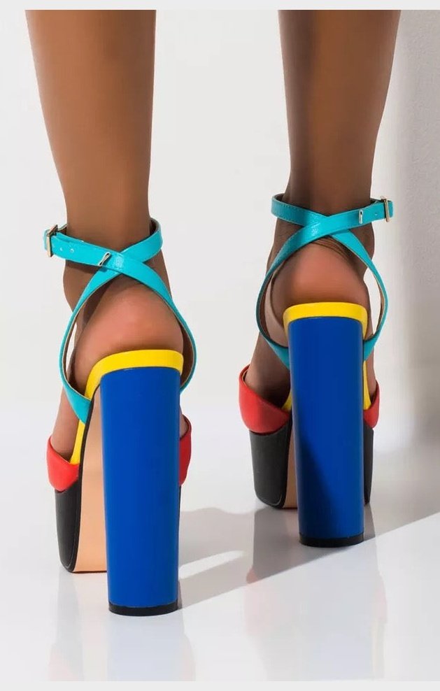 Chunky  Color Block  High Heel Shoes Woman sandals