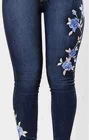Blue Floral  Distressed jeans