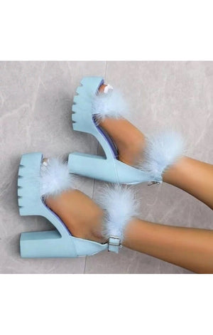 Puffy Toe Fur Sandals Sandal Heel Platform (Many Colors)