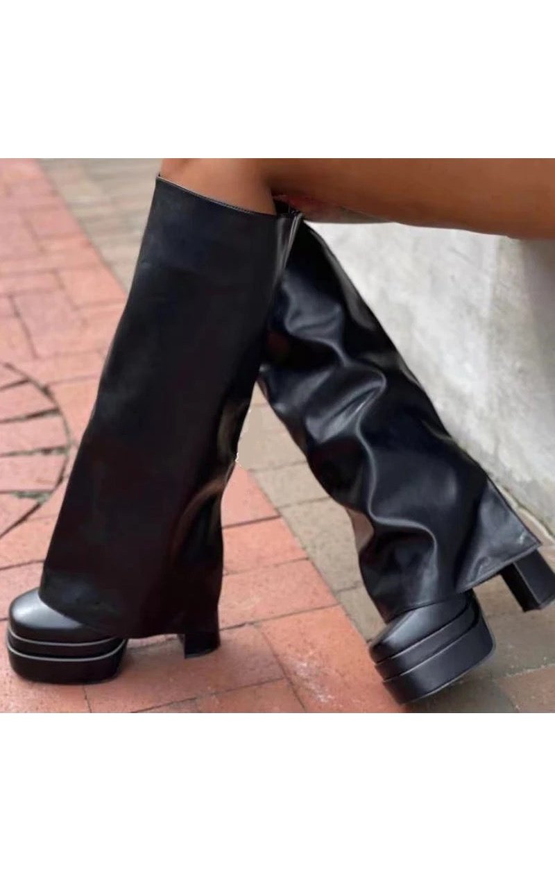 Knee High Chinky Platform Boots (Many Colors)