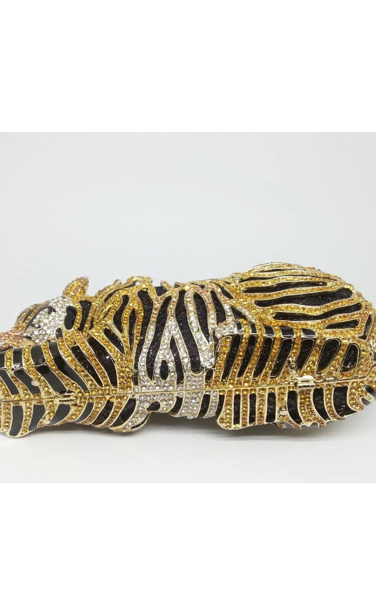 Tiger gold rhinestone clutch