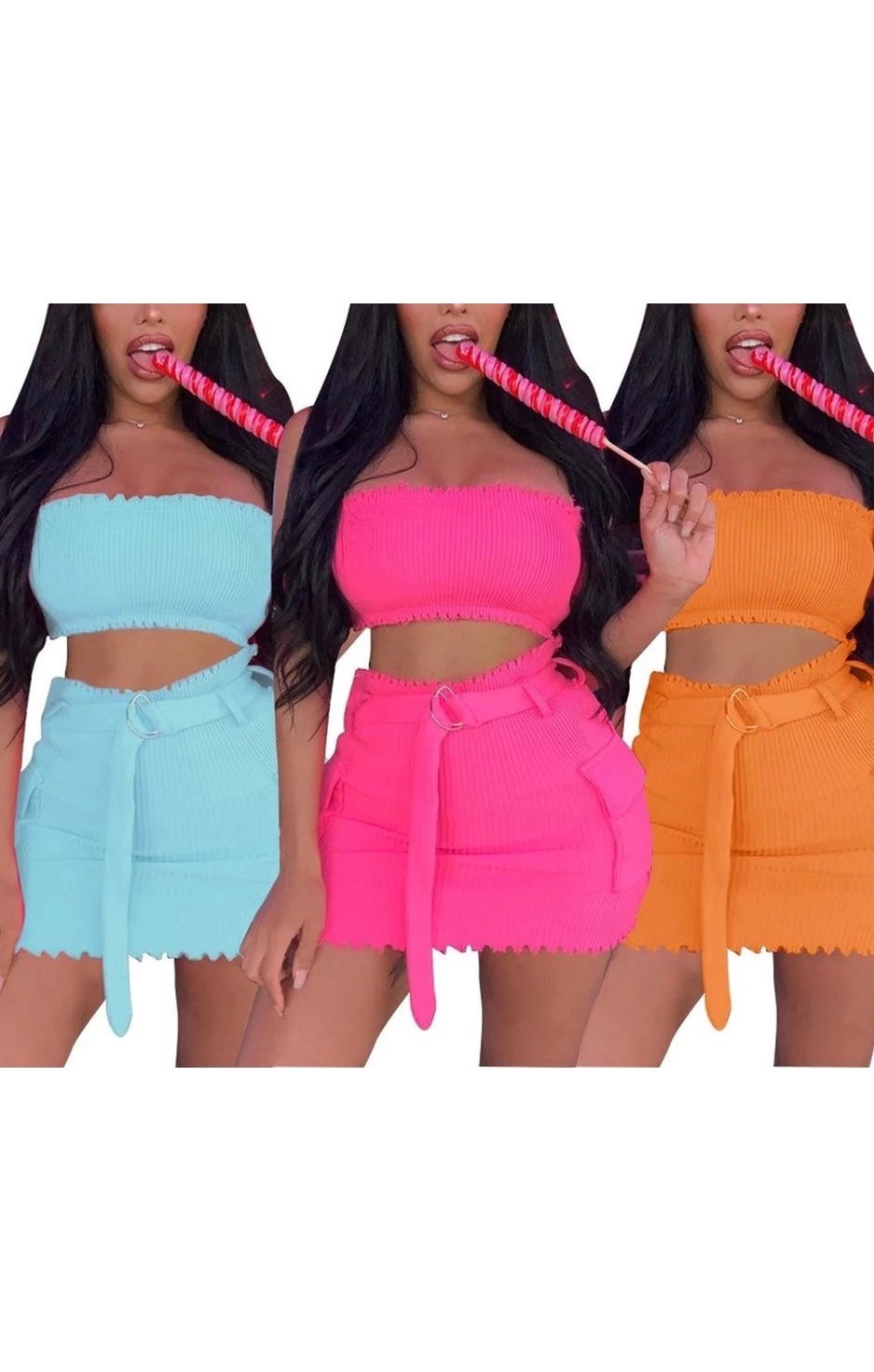 Sexy tube top Skirt Set (3 Colors)
