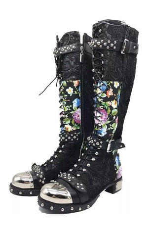 Women’s  Studded Leather Buckle Boots (2 Colors)