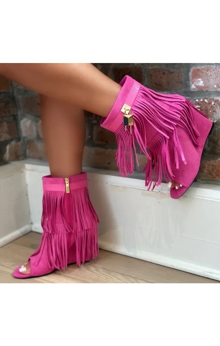 Fringe Ankle Sandals with Lock  Ladies Boots shoes (3 Colors)