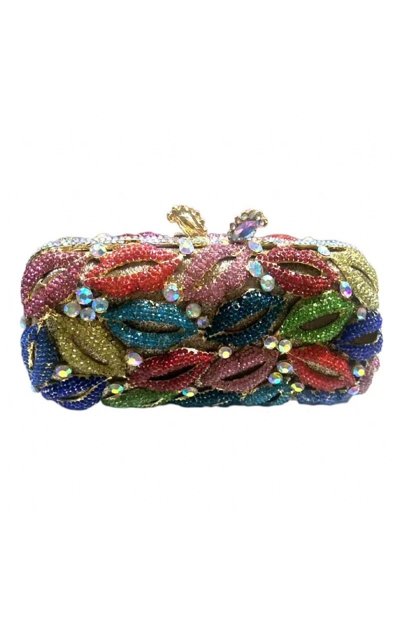 Lips Crystal Bling Clutch Purse Bag (3 Colors )