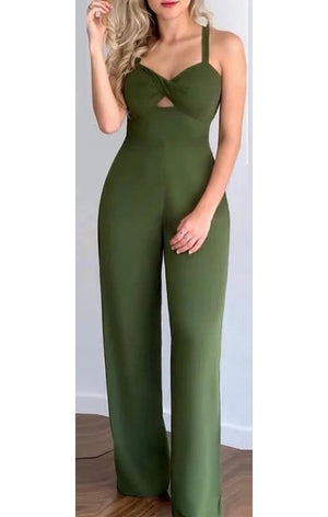 Green Sexy Stretch Cris Cross pants jumpsuit