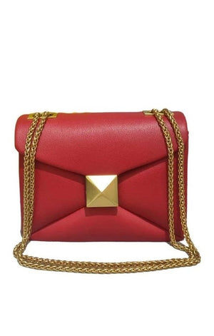 Luxury Cowhide Leather Flap Gold Rivet Bag  (Many Colors)