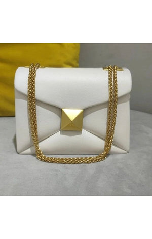 Luxury Cowhide Leather Flap Gold Rivet Bag  (Many Colors)
