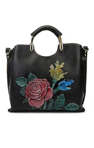 Luxury Handmade Embossed Floral Shoulder Bag (Many Colors)