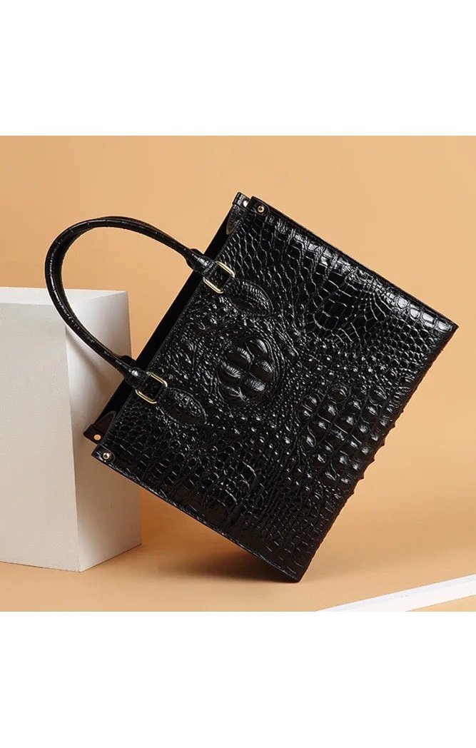 Luxury Genuine Leather Gradient Crocodile Pattern Shoulder Bag (Many Colors)