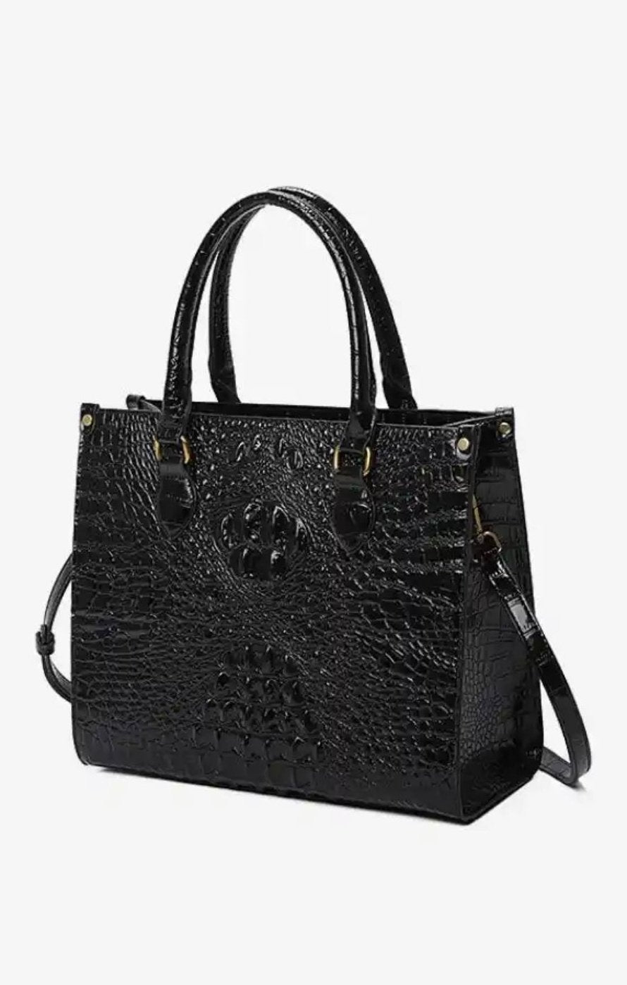 Luxury Genuine Leather Gradient Crocodile Pattern Shoulder Bag (Many Colors)