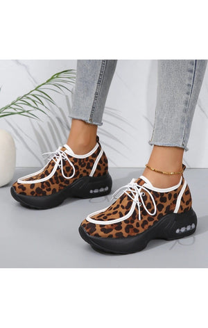 Wedge Sneakers  Leopard Print Thick Bottom Casual